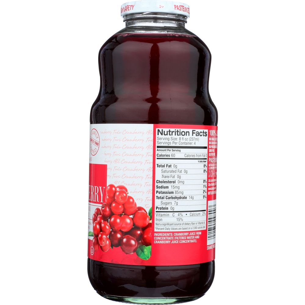 L & A JUICE: All Cranberry Juice, 32 oz