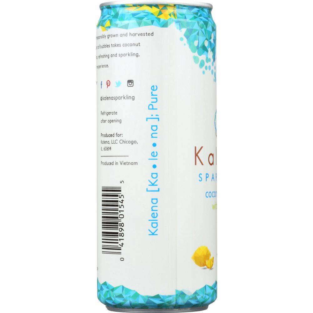 KALENA SPARKLING COCONUT WATER:  Sparkling Lemon Coconut Water, 10.8 oz