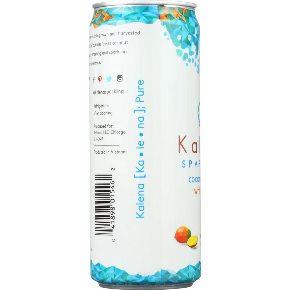 KALENA SPARKLING COCONUT WATER: Sparkling Mango Coconut Water, 10.8 oz