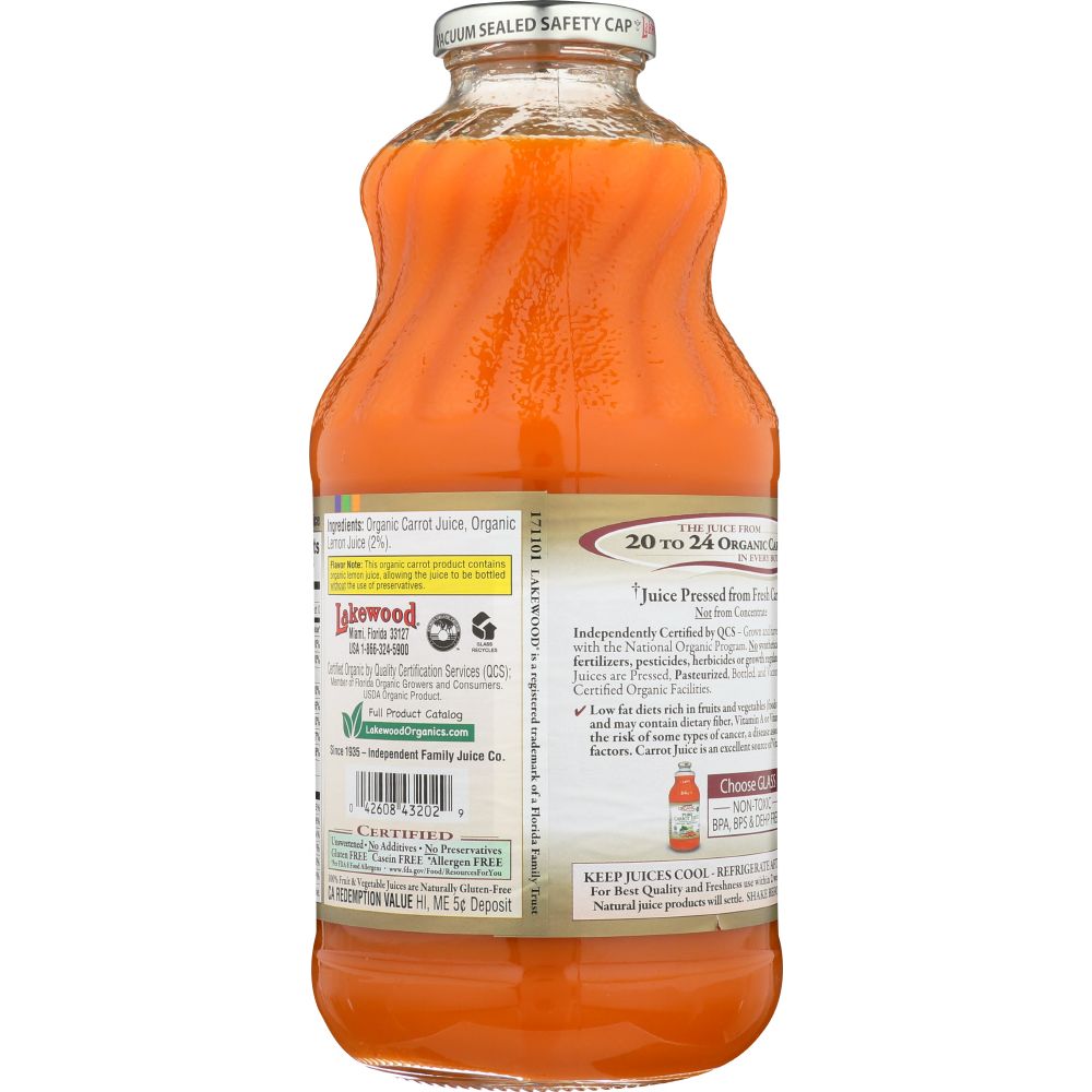 LAKEWOOD ORGANIC: Pure Carrot Juice, 32 oz