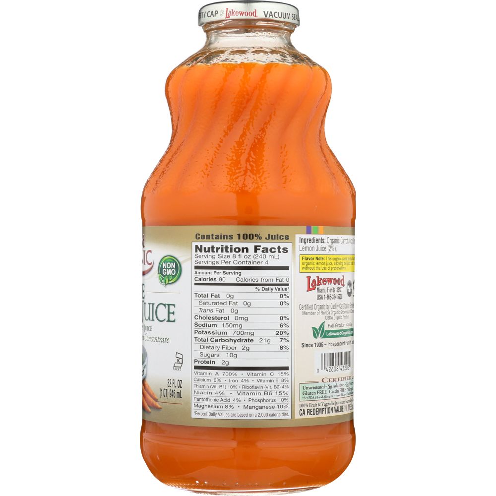 LAKEWOOD ORGANIC: Pure Carrot Juice, 32 oz