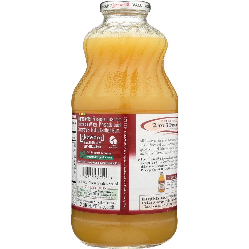 LAKEWOOD: Pure Pineapple Fruit Juice, 32 oz