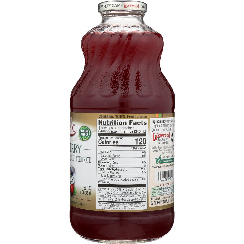 LAKEWOOD ORGANIC: Cranberry Juice Blend, 32 oz