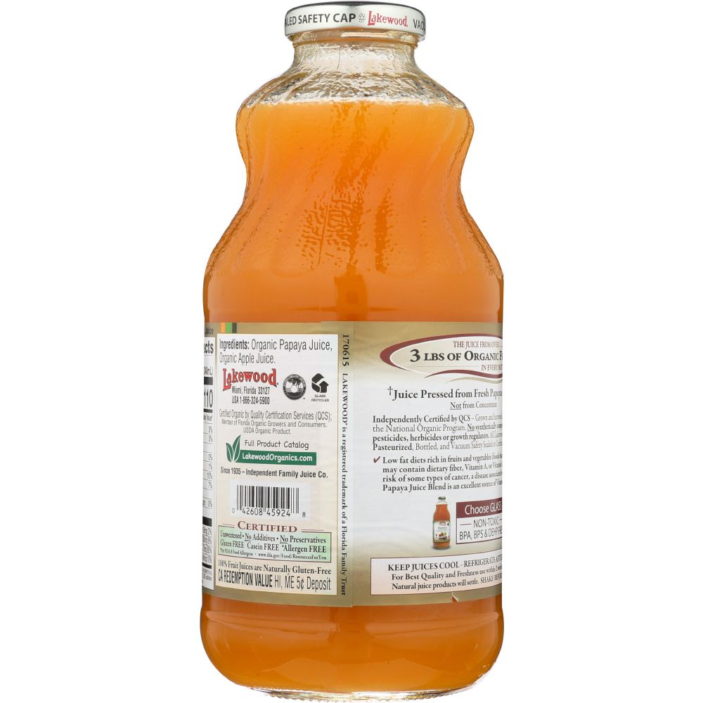 LAKEWOOD ORGANIC: Papaya 100% Juice Blend, 32 oz