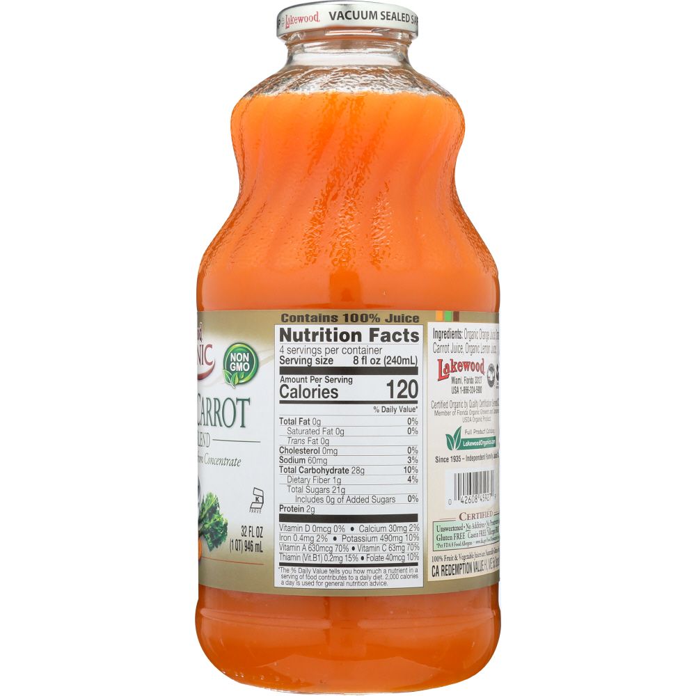 LAKEWOOD: Organic Orange & Carrot Juice, 32 Oz