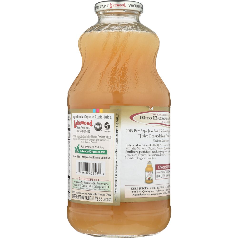 LAKEWOOD ORGANIC: Pure Unfiltered Apple Juice, 32 oz