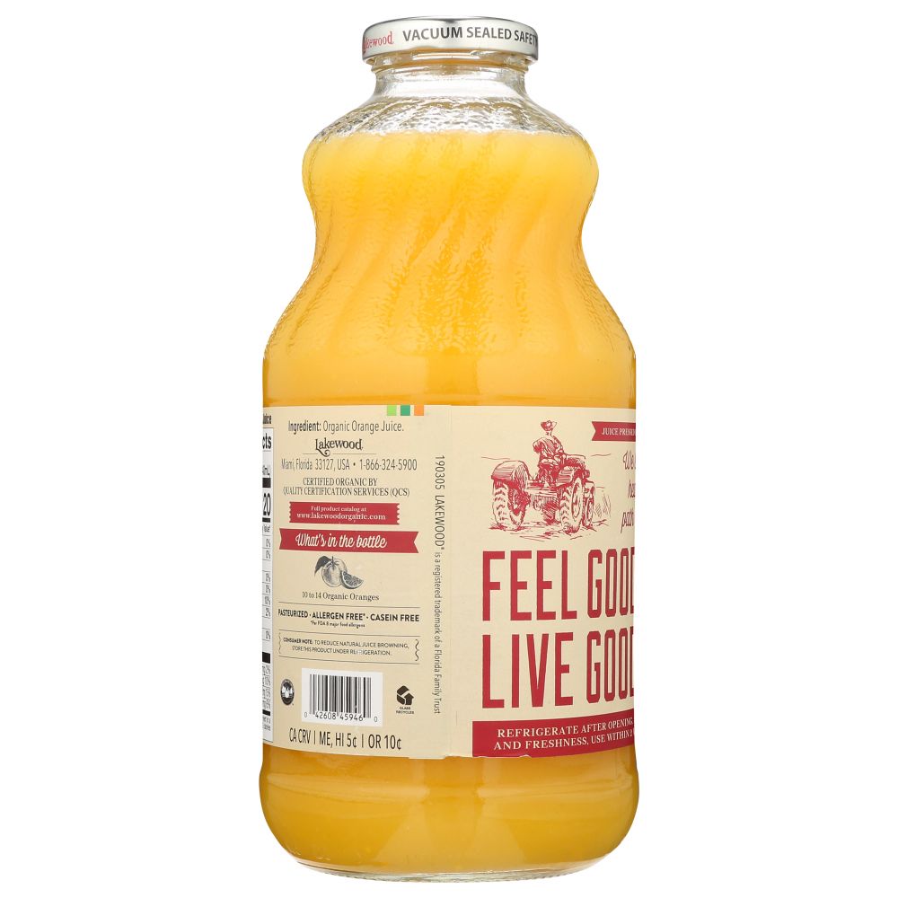 LAKEWOOD ORGANIC: Pure Orange Juice, 32 oz