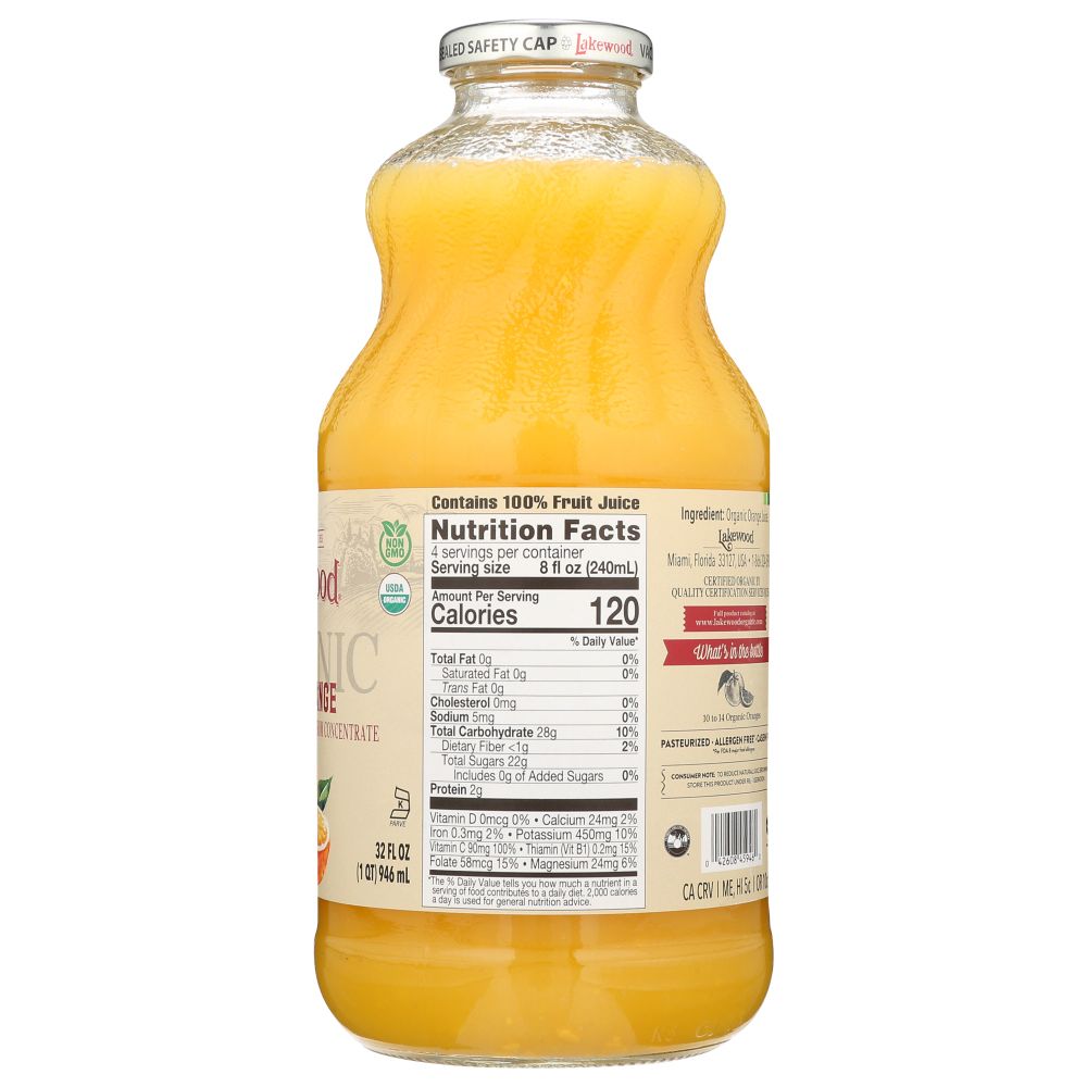 LAKEWOOD ORGANIC: Pure Orange Juice, 32 oz