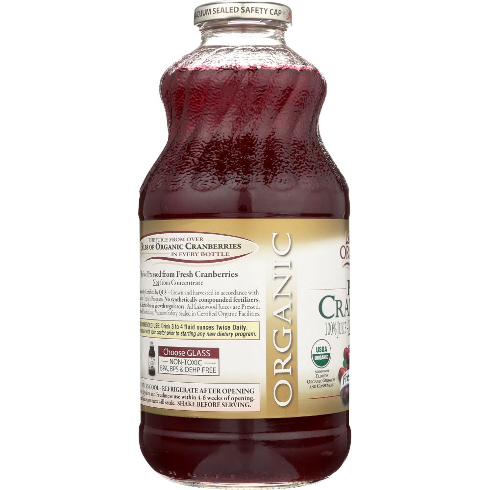 LAKEWOOD ORGANIC: Pure Cranberry Juice, 32 oz