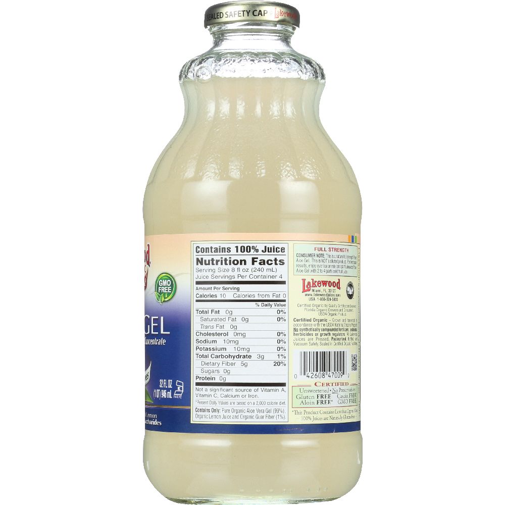 LAKEWOOD: Organic Pure Aloe Gel, 32 oz