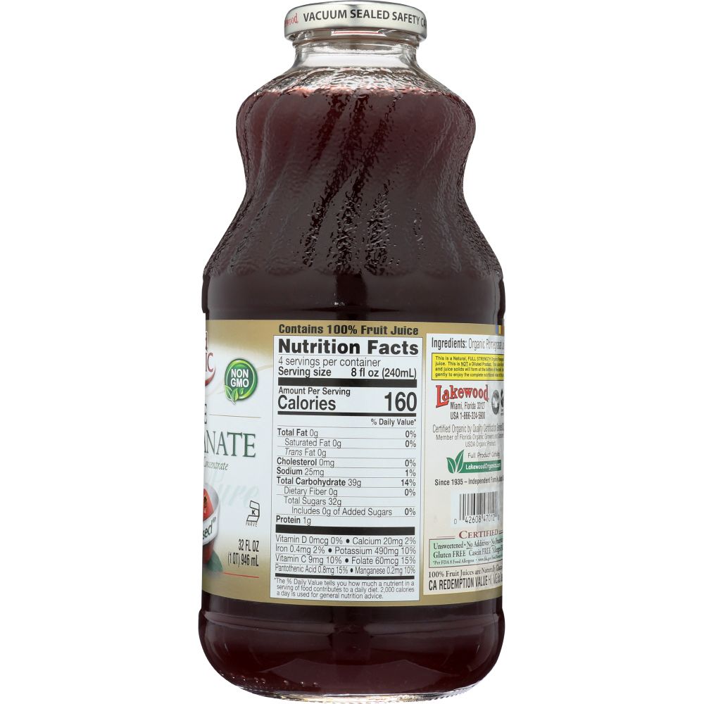 LAKEWOOD: Organic Pure Pomegranate Juice, 32 oz