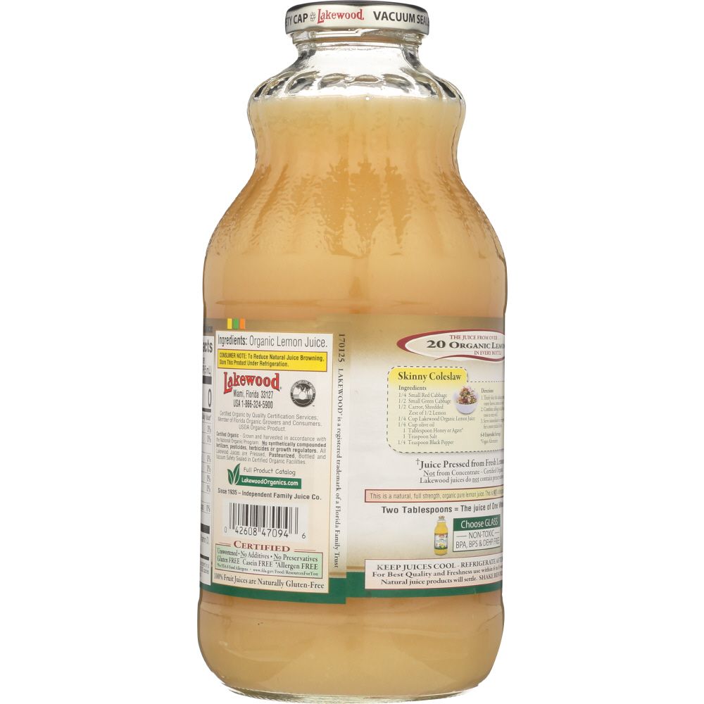 LAKEWOOD ORGANIC: Pure Lemon Juice, 32 oz