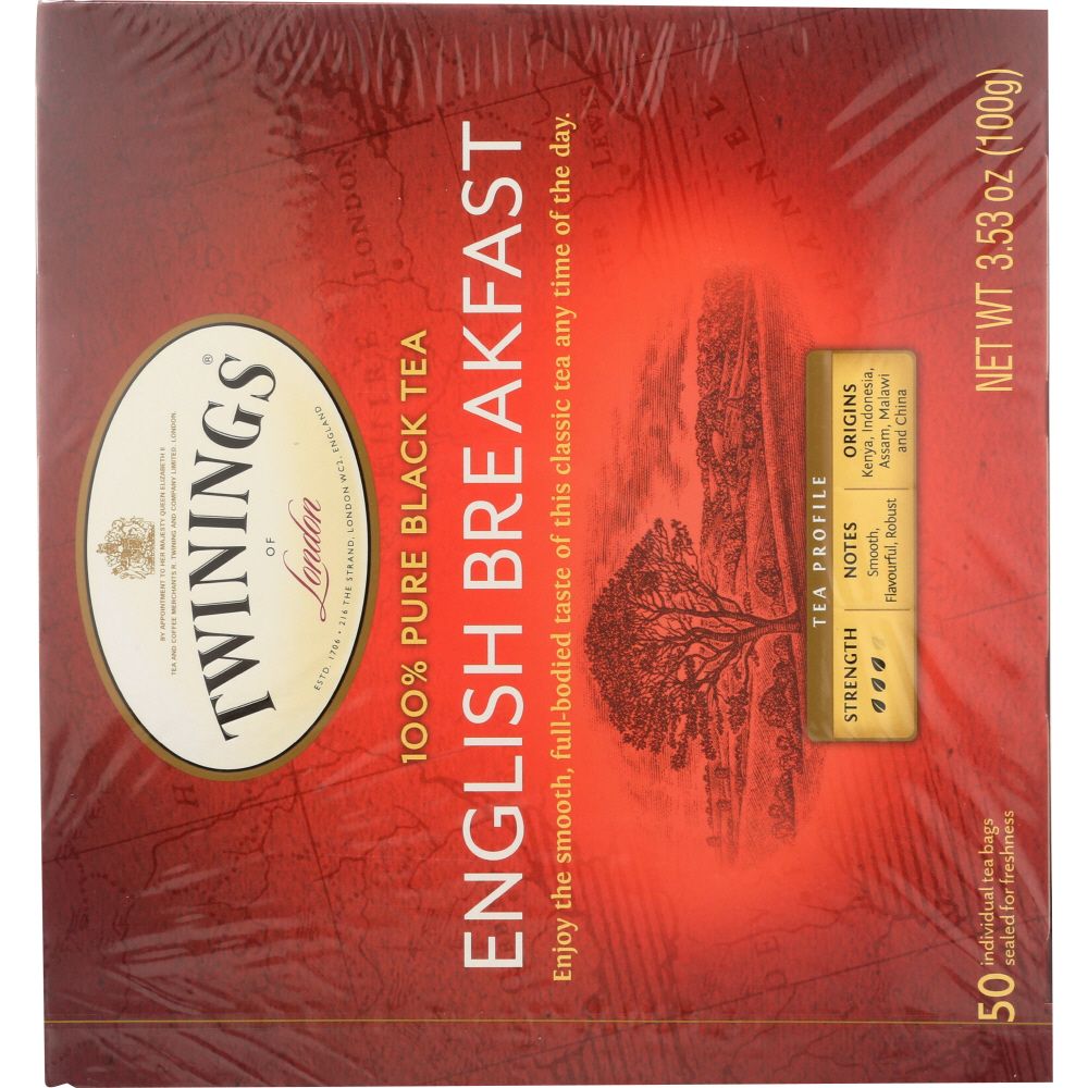 TWININGS OF LONDON: Tea Classics English Breakfast Tea, 50 Tea Bags, 3.53 oz