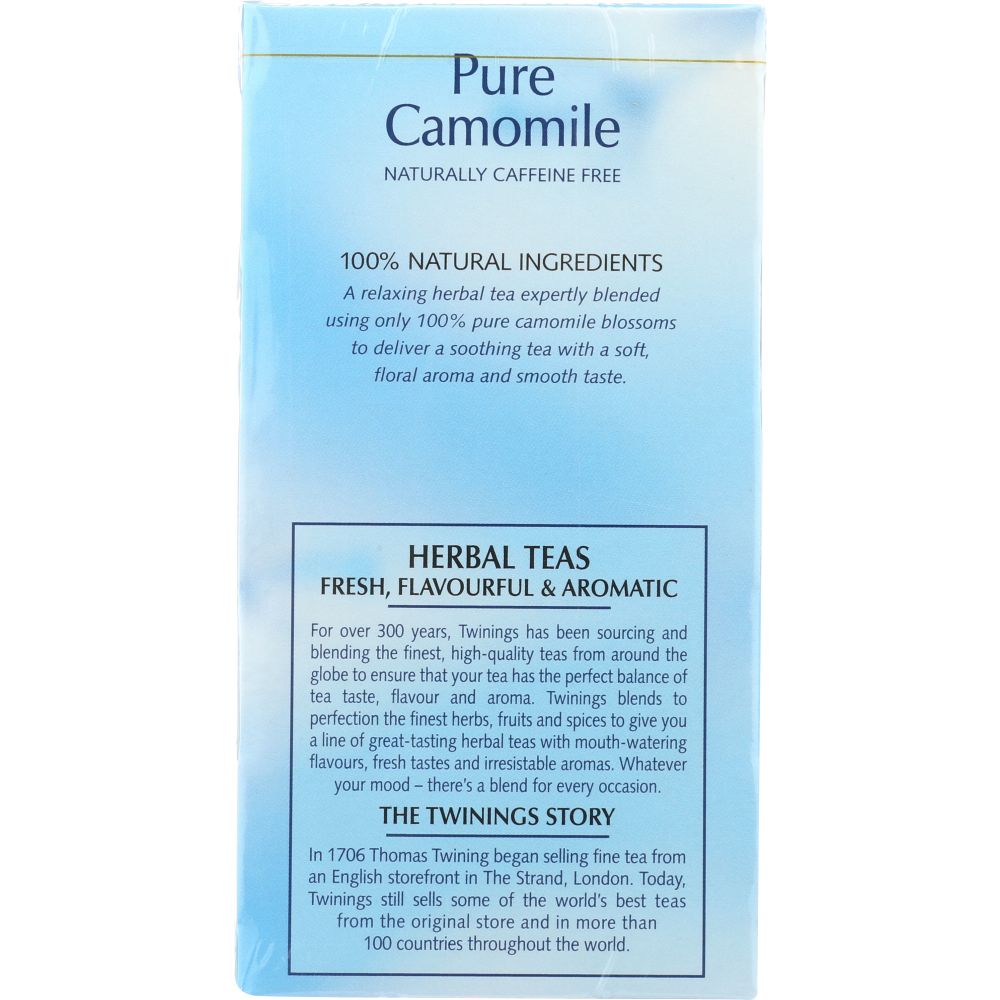 TWININGS OF LONDON: Herbal Tea Pure Camomile Caffeine Free, 20 Tea Bags, 1.06 Oz