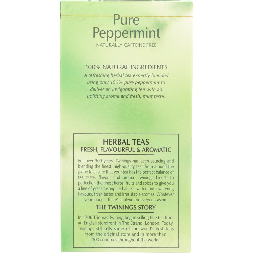 TWININGS OF LONDON: Pure Peppermint Tea Caffeine Free 20 Tea Bags, 1.41 Oz