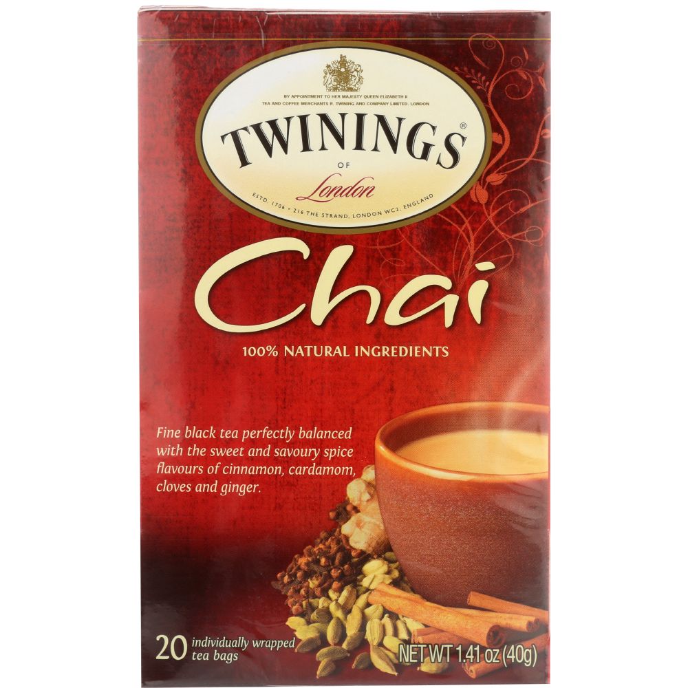 TWINING TEA: Tea Chai Tea 100% Natural Ingredients, 20 Tea Bags, 1.41 oz