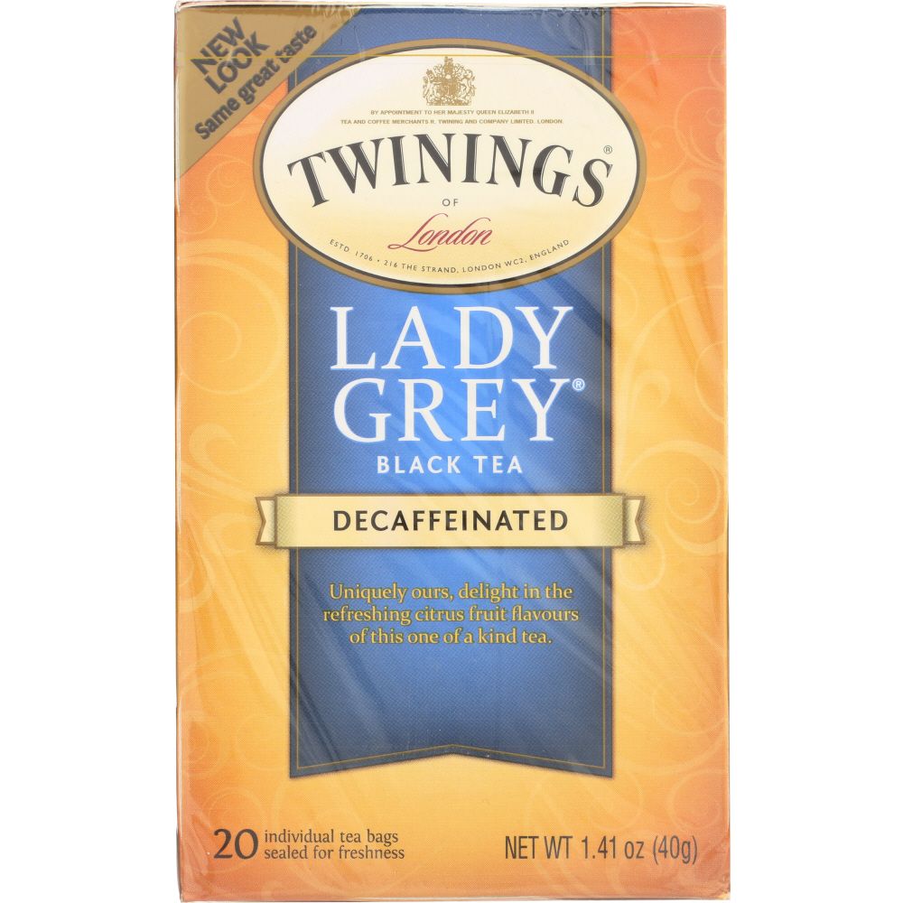 TWINING TEA: Decaffeinated Lady Grey Black Tea, 20 bg