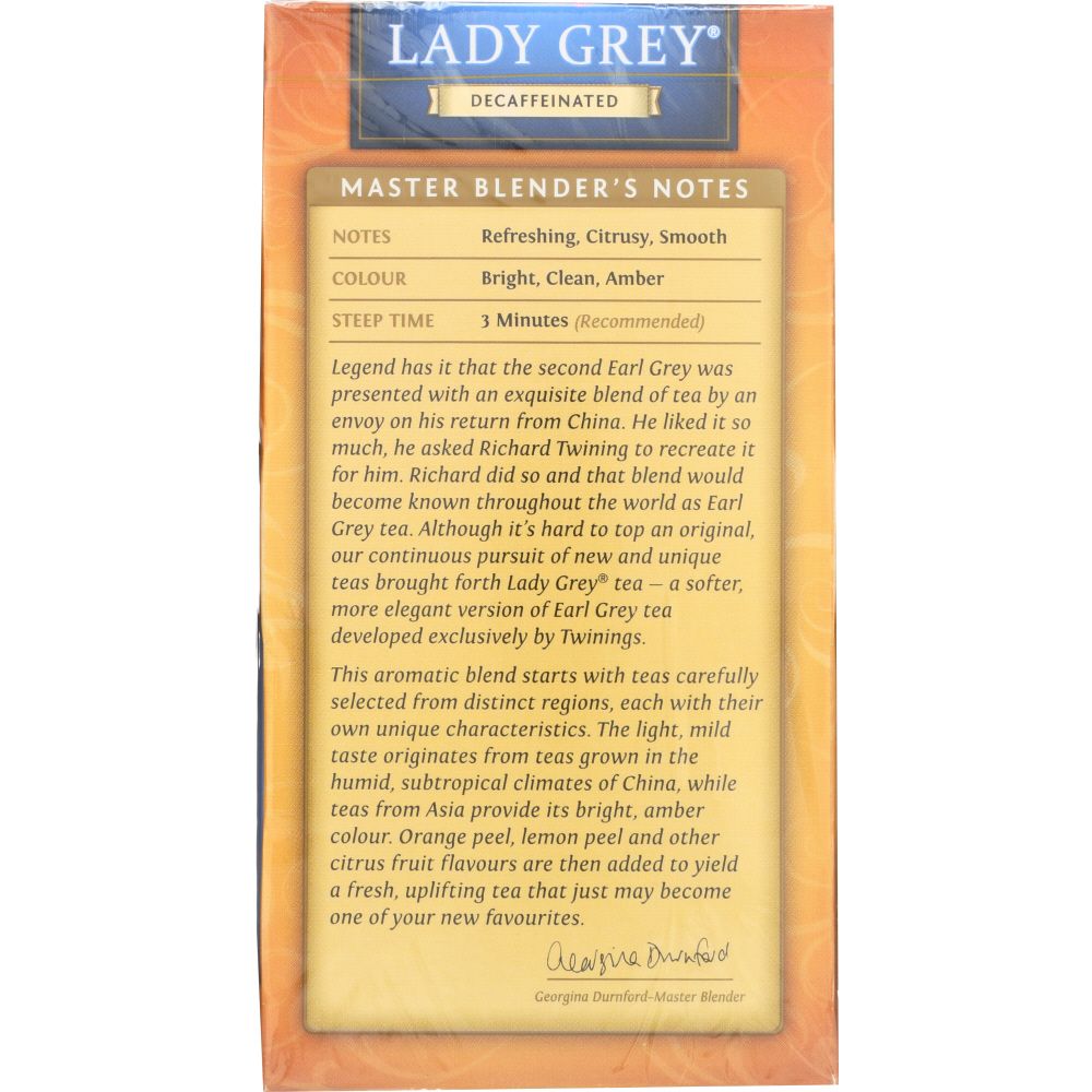 TWINING TEA: Decaffeinated Lady Grey Black Tea, 20 bg