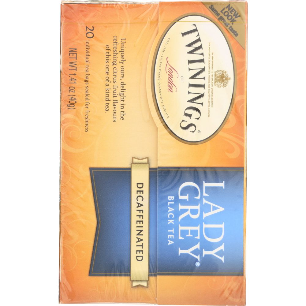 TWINING TEA: Decaffeinated Lady Grey Black Tea, 20 bg