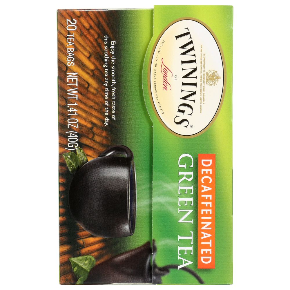 TWININGS OF LONDON: Tea Decaffeinated Green Tea, 20 Tea Bags, 1.23 oz