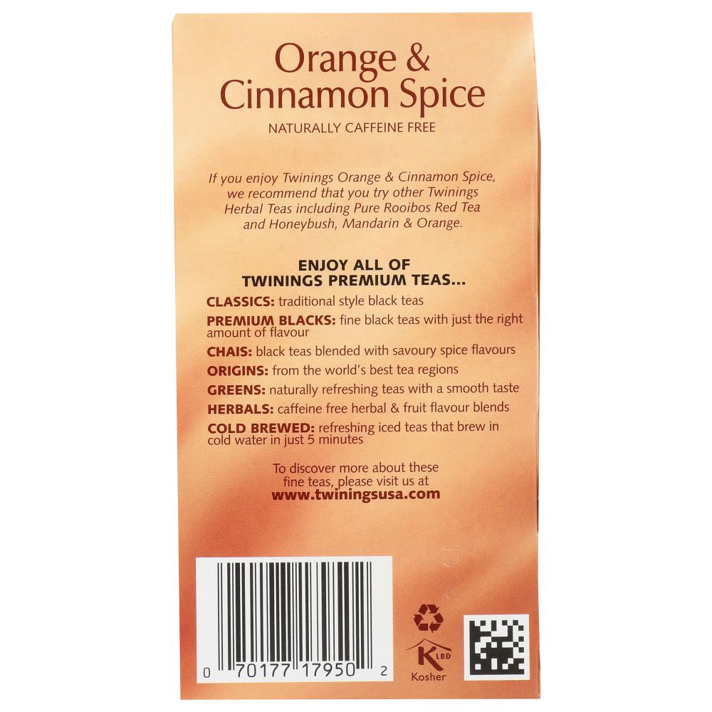 TWINING TEA: Orange & Cinnamon Spice Herbal Tea, 20 bg