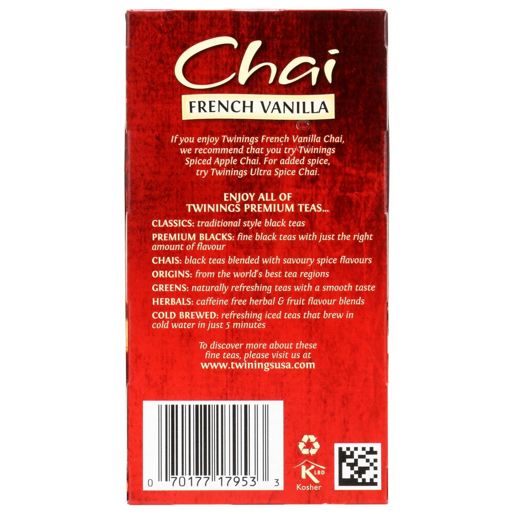 TWINING TEA: French Vanilla Chai Tea, 20 bg