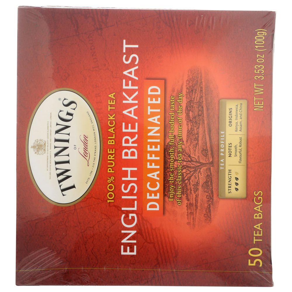 TWINING TEA: Decaffeinated English Breakfast Black Tea, 50 bg