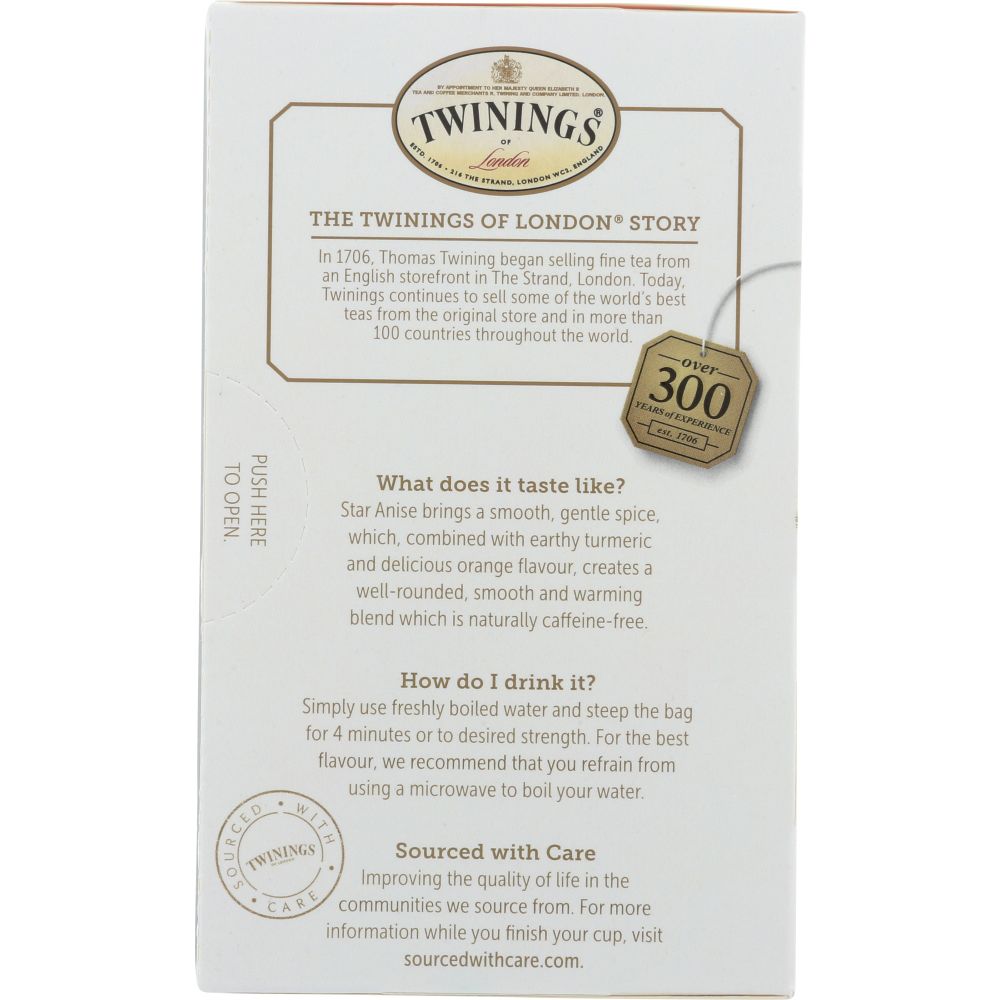 TWINING TEA: Soothe Orange & Star Anise Herbal Tea with Turmeric, 18 bg