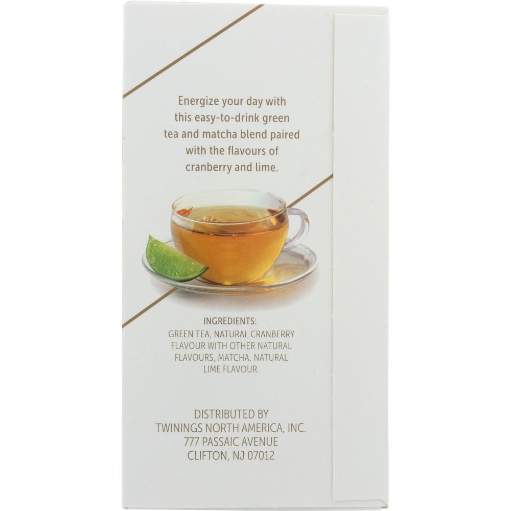 TWINING TEA: Energize Cranberry & Lime Green Tea with Matcha, 18 bg