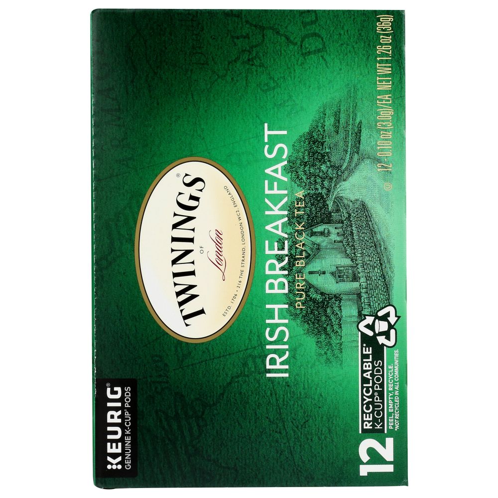 TWININGS: Irish Breakfast Pure Black Tea 12 K-Cup Pods, 1.27 oz