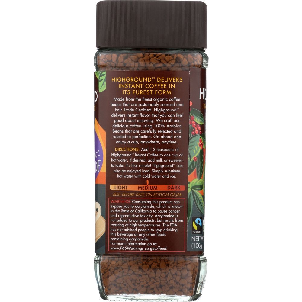 HIGHGROUND: Coffee Instant Regular Organic, 3.53 oz