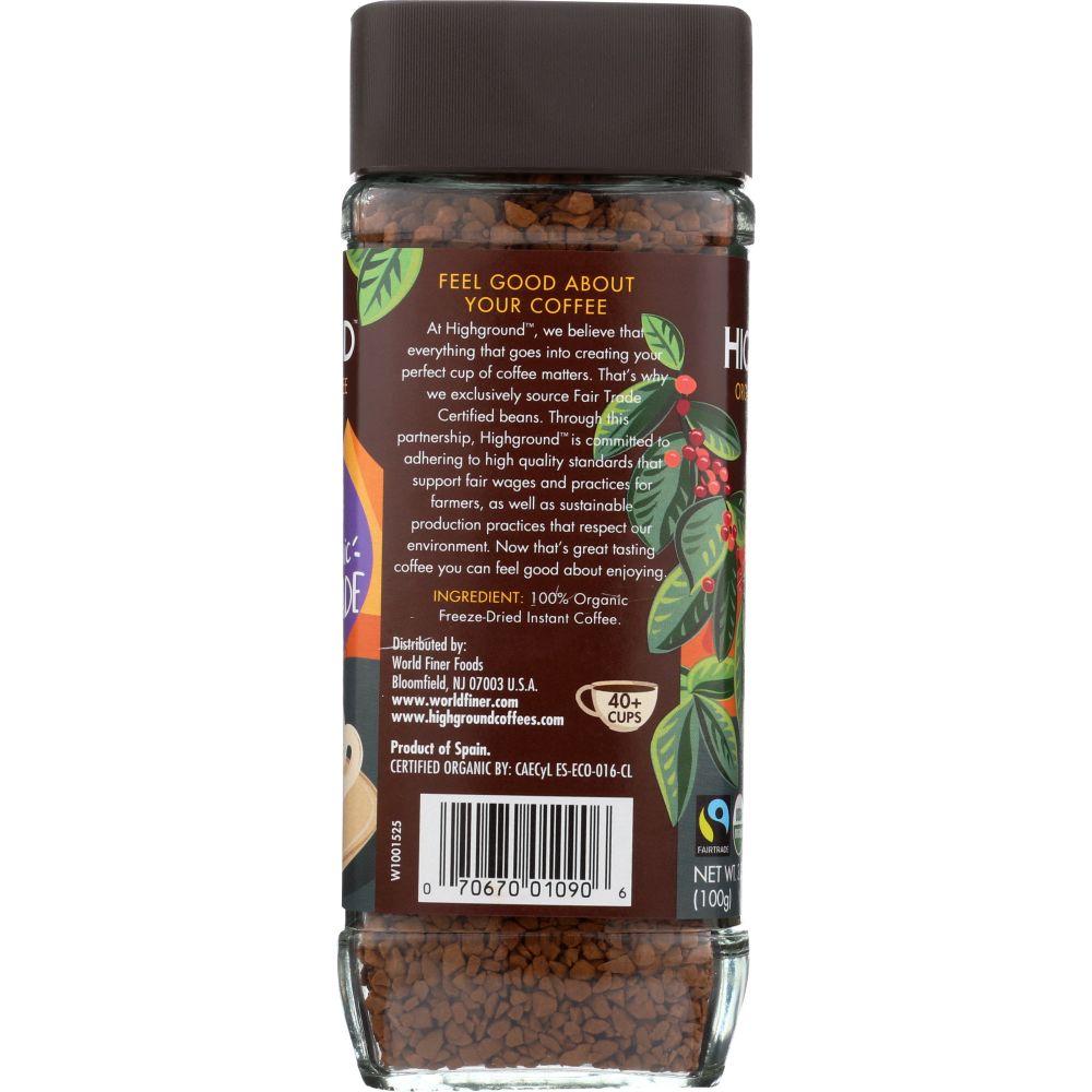 HIGHGROUND: Coffee Instant Regular Organic, 3.53 oz