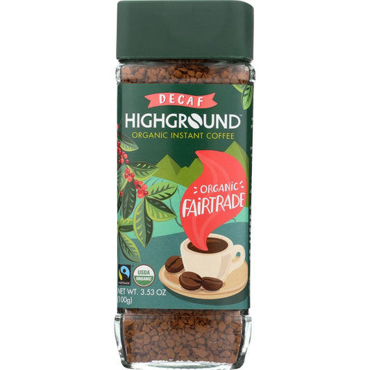 HIGHGROUND: Coffee Instant Decaf Organic, 3.53 oz