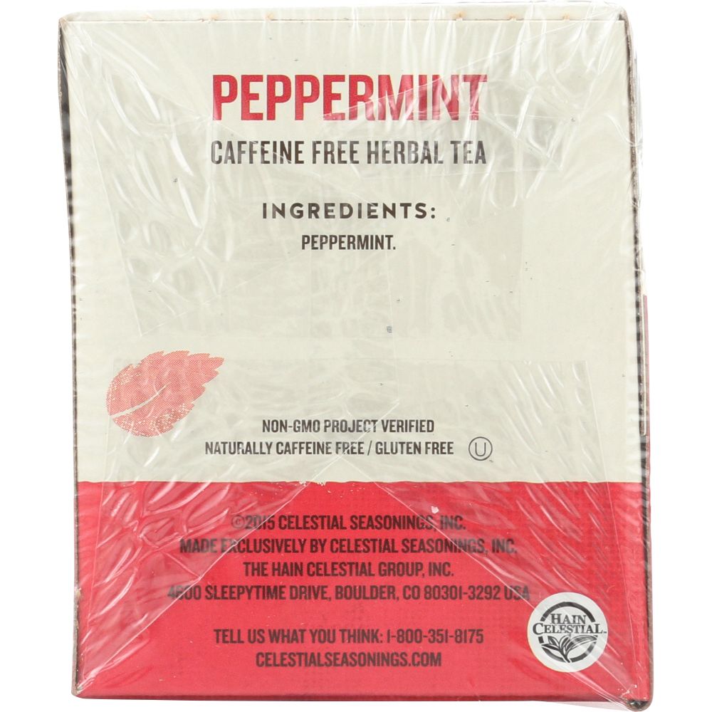 CELESTIAL SEASONINGS: Peppermint Herbal Tea Caffeine Free 20 Tea Bags, 1.1 oz