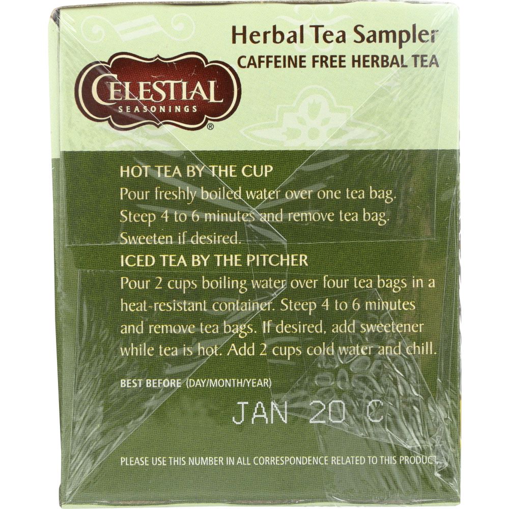 CELESTIAL SEASONINGS: Herbal Tea Sampler Caffeine Free 18 Tea Bags, 1.0 oz