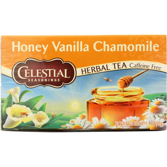 CELESTIAL SEASONINGS: Honey Vanilla Chamomile Herbal Tea Caffeine Free, 20 bags