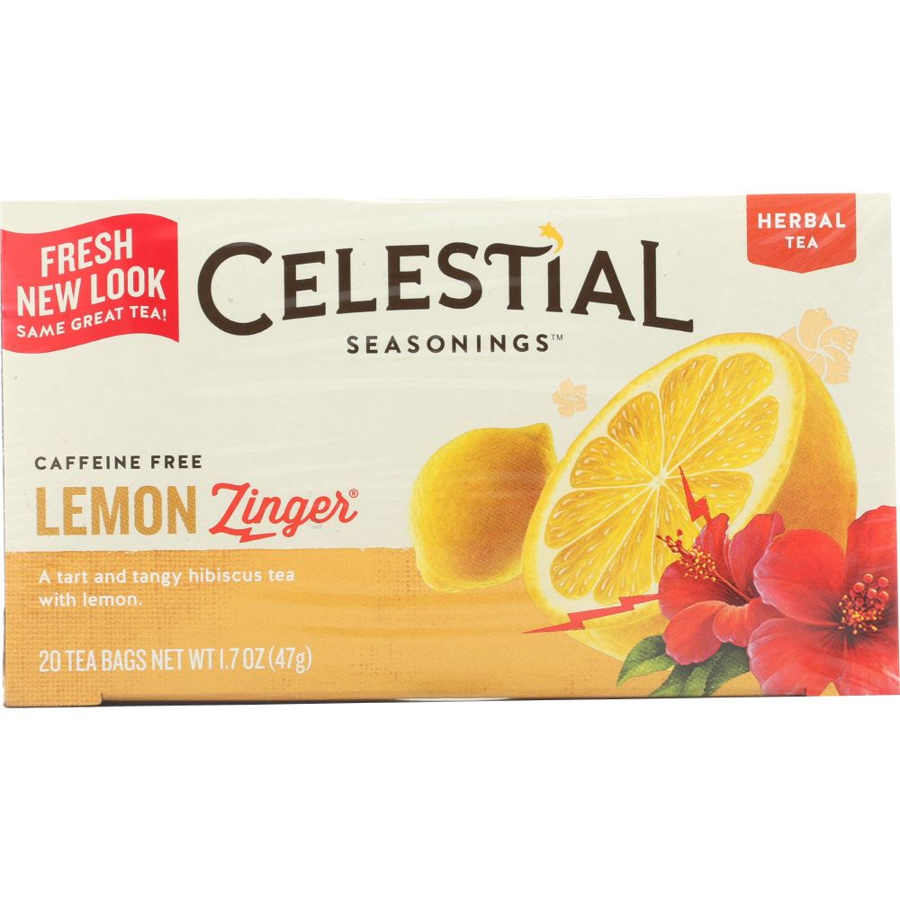 CELESTIAL SEASONINGS: Lemon Zinger Herbal Tea Caffeine Free, 20 bg