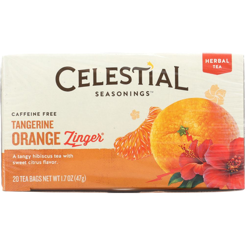 CELESTIAL SEASONINGS: Tangerine Orange Zinger Herbal Tea Caffeine Free 20 Tea Bags, 1.7 oz