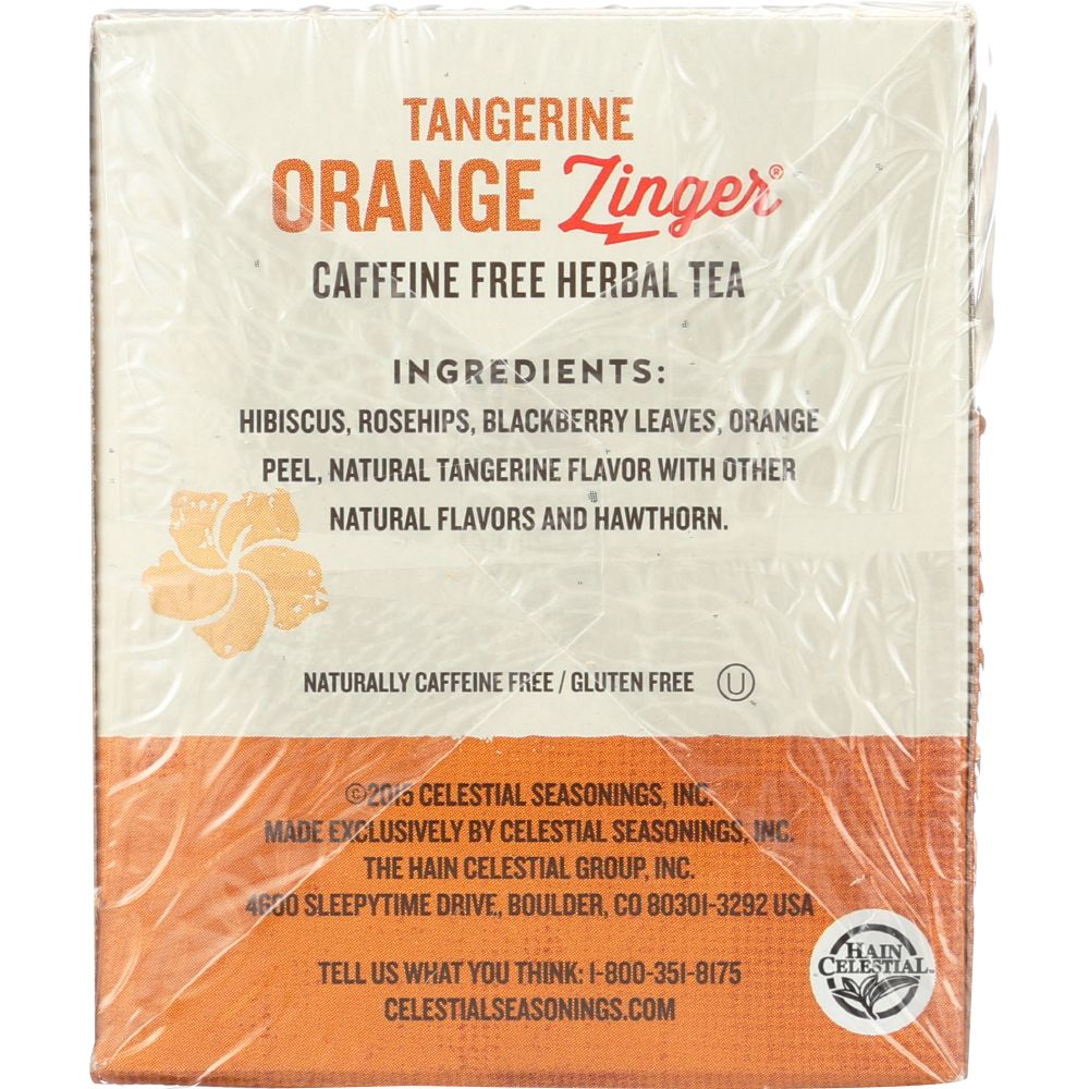 CELESTIAL SEASONINGS: Tangerine Orange Zinger Herbal Tea Caffeine Free 20 Tea Bags, 1.7 oz