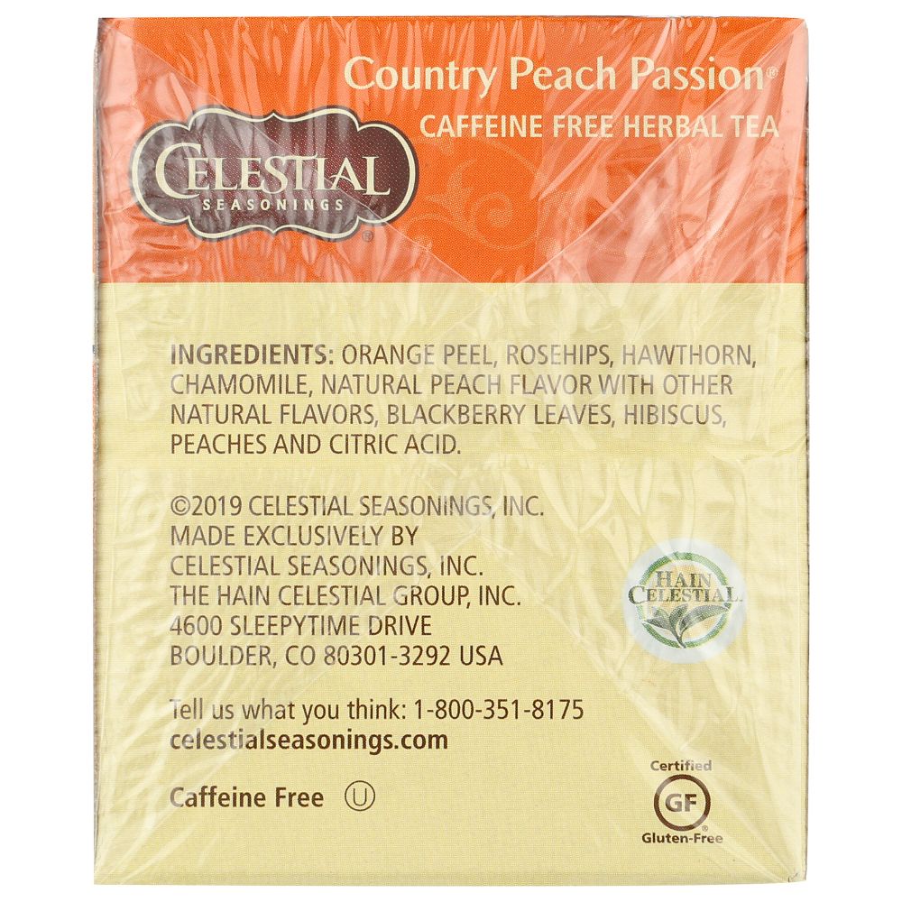 CELESTIAL SEASONINGS: Country Peach Passion Herbal Tea Caffeine Free, 20 bg