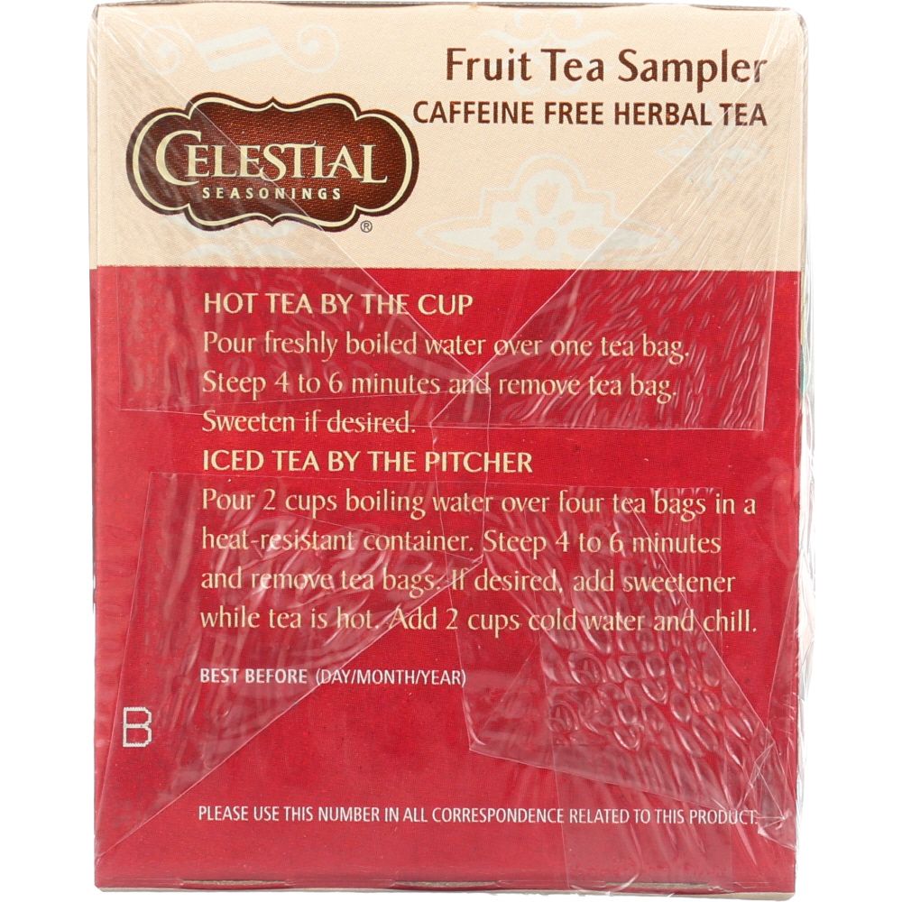 CELESTIAL SEASONINGS: Fruit Tea Sampler Herbal Tea Caffeine Free 18 Tea Bags, 1.4 oz