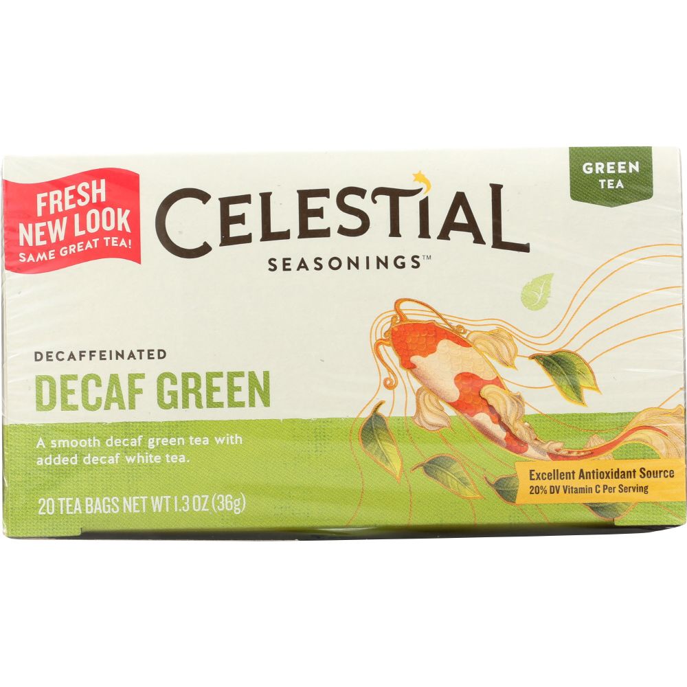 CELESTIAL SEASONINGS: Green Tea With White Tea Decaffeinated 20 Tea Bags,  1.2 oz