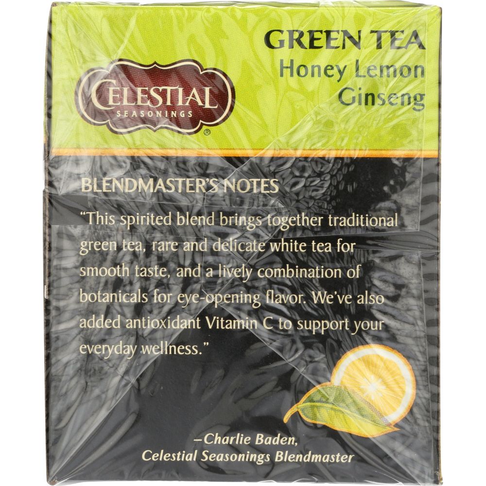 CELESTIAL SEASONINGS: Green Tea With White Tea Honey Lemon Ginseng 20 Tea Bags, 1.5 oz