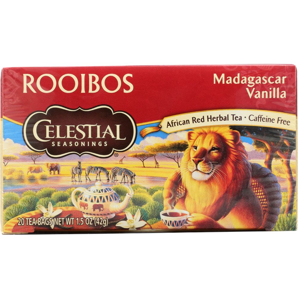 CELESTIAL SEASONINGS: Red Tea African Rooibos Caffeine Free Madagascar Vanilla 20 Tea Bags, 1.5 oz