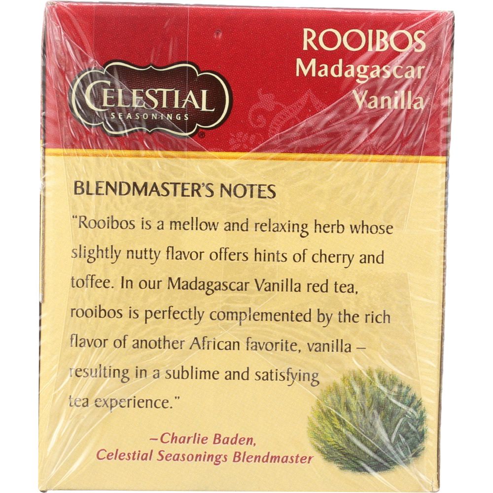 CELESTIAL SEASONINGS: Red Tea African Rooibos Caffeine Free Madagascar Vanilla 20 Tea Bags, 1.5 oz