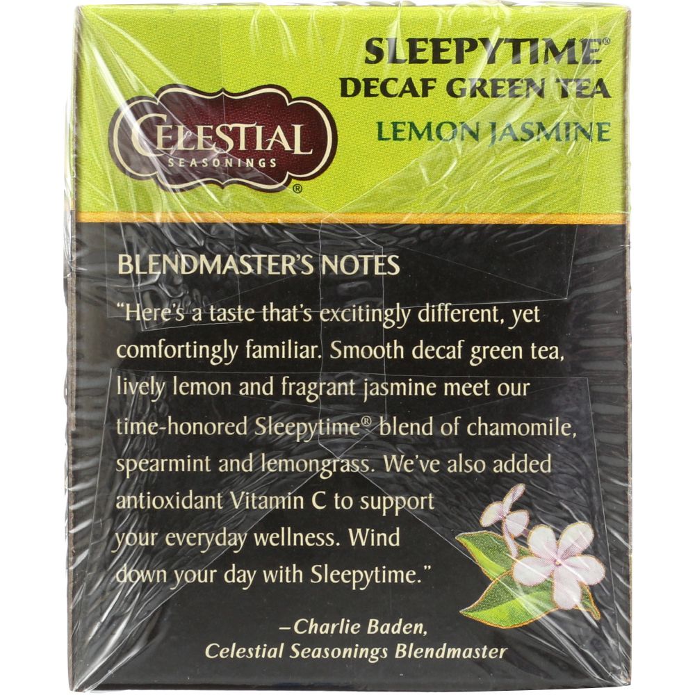 CELESTIAL SEASONINGS: Decaf Sleepytime Green Lemon Jasmine Tea 20 Tea Bags, 1.1 oz