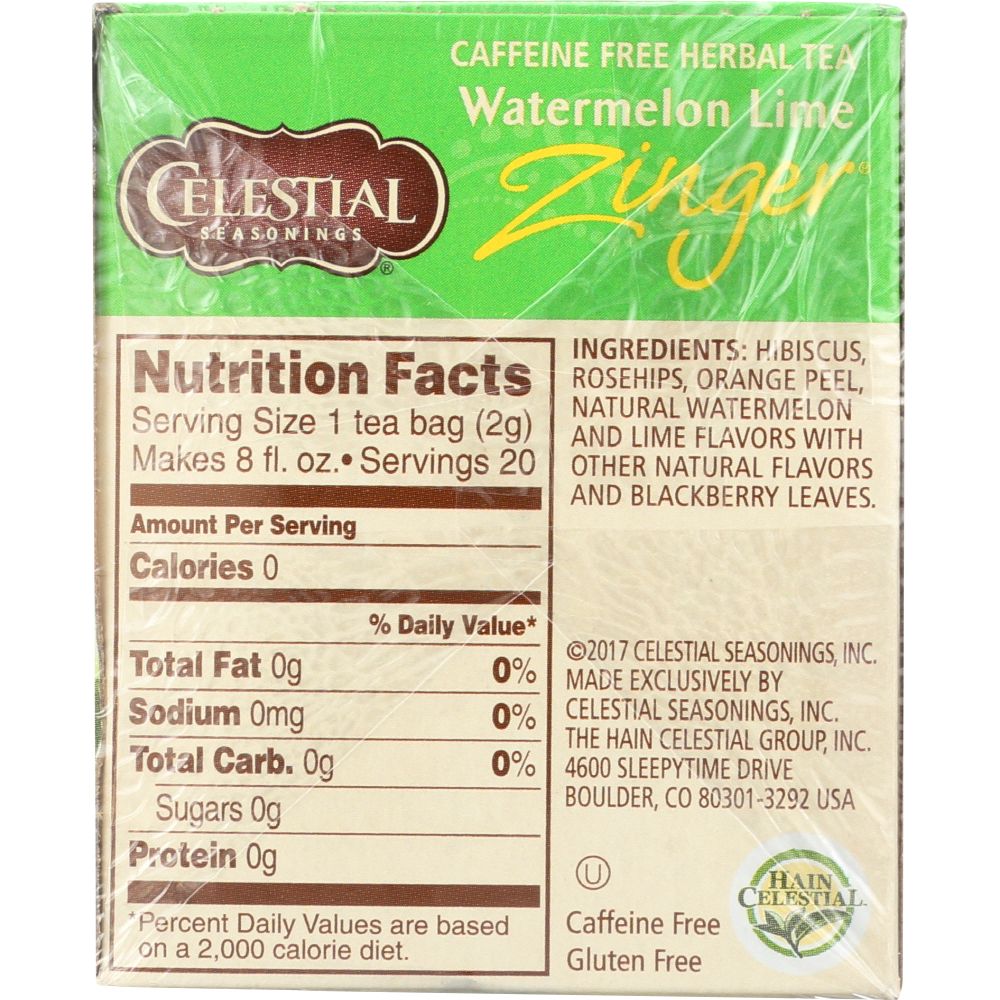 CELESTIAL SEASONINGS: Watermelon Lime Zinger Tea, 20 bg