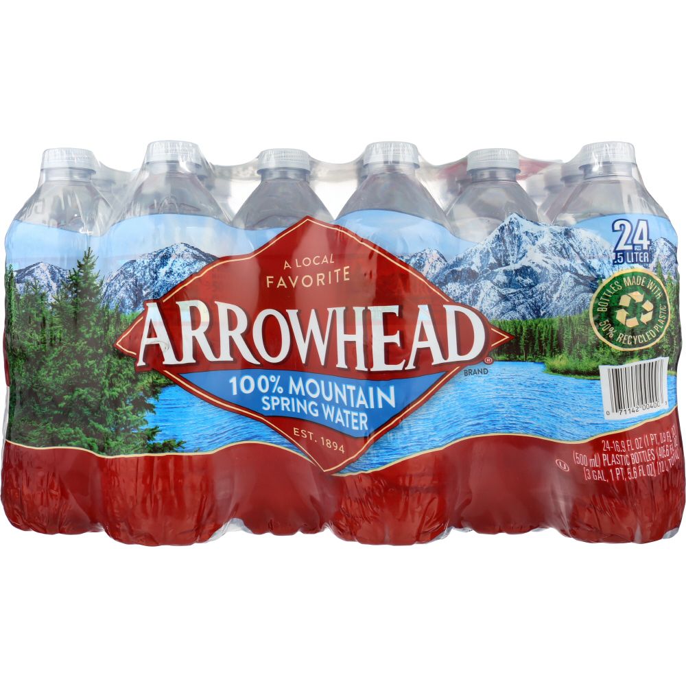 ARROWHEAD WATER: 100% Mountain Spring Water 24 Count - 0.5 liter, 12 lt