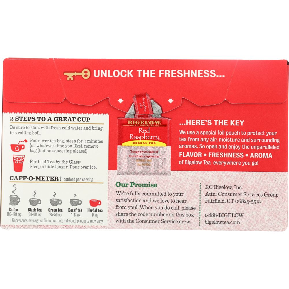 BIGELOW: Red Raspberry Herbal Tea Caffeine Free 20 Tea Bags, 1.18 oz