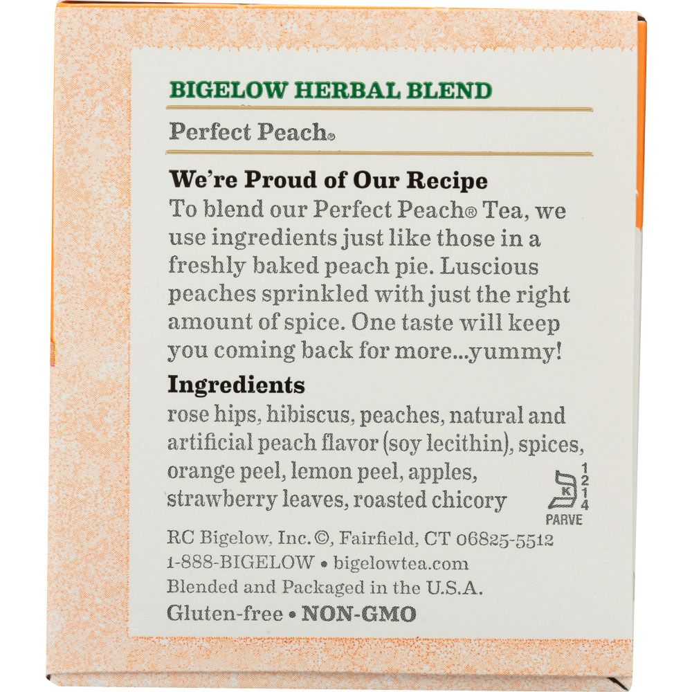 BIGELOW: Herbal Tea Caffeine Free Perfect Peach, 20 Tea Bags